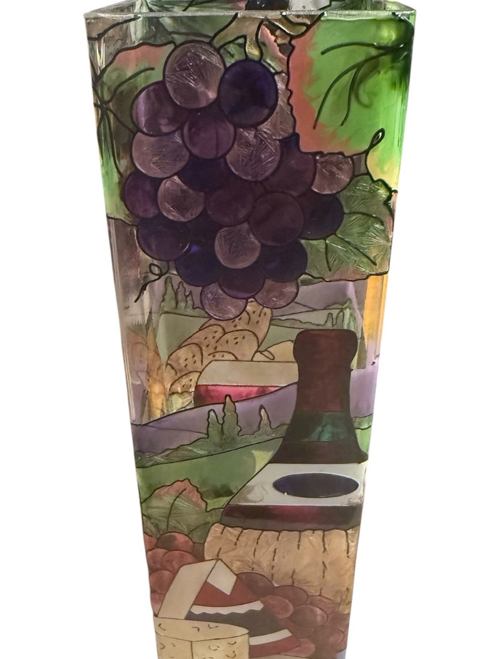 Hand-Painted Grape Glass Art Vase in Purple and Green great XMAS gift